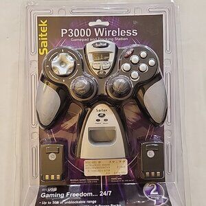 Saitek P3000 Wireless PC Gamepad w Docking Station & Power Pack NIP NEW SEALED